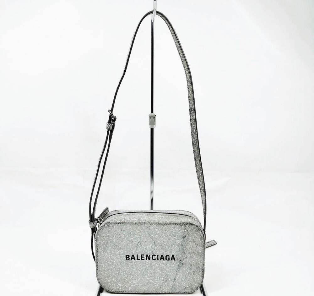 Balenciaga Everyday XS Camera Bag in Silver Glitter Leather